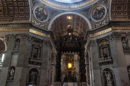 Interior of St. Peter's Basilica in Vatican. St. Peter's Basilica is one of the main tourist attractions of Rome.のeditorial素材