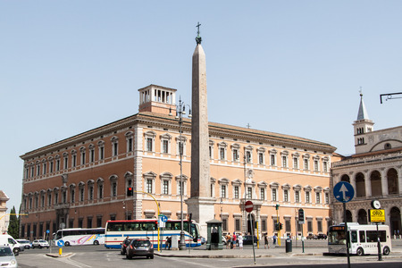ROME, JUNE 24: Egyptian Obelisk at Piazza San Giovanni in Rome, Italy on June 24, 2014. The Lateran Obelisk is the tallest obelisk in Rome, and the largest standing ancient Egyptian obelisk in the world.のeditorial素材