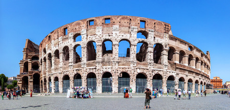 ROME - JUNE 24: Colosseum exterior on June 24, 2014 in Rome, Italy. The Colosseum is one of Rome's most popular tourist attractions with over 5 million visitors per year.のeditorial素材