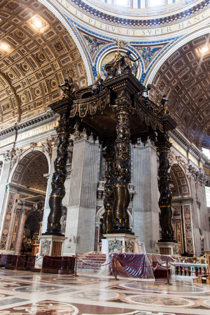 Interior of St. Peter's Basilica in Vatican. St. Peter's Basilica is one of the main tourist attractions of Rome.のeditorial素材