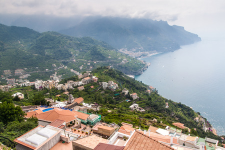 View from Villa Rufolo in Ravello village, Amalfi coast, Italyの写真素材
