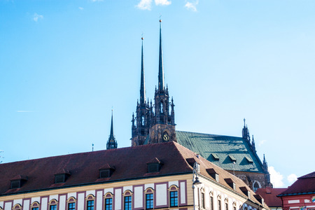 View of the St, Peter and Paul cathedral in Brno, Czech Republicの写真素材