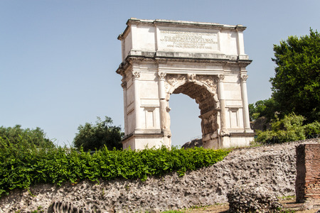 The Arch of Titus (Arco di Tito) in Roman Forum, Rome, Italyの写真素材