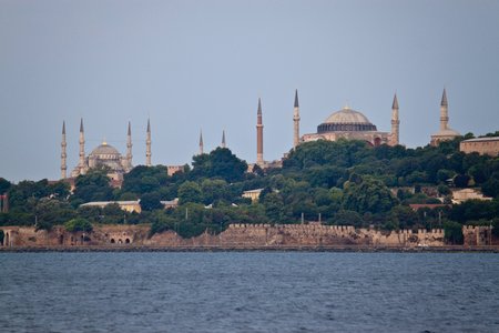 Hagia Sophia and blue mosque in Istanbul, Turkeyの写真素材