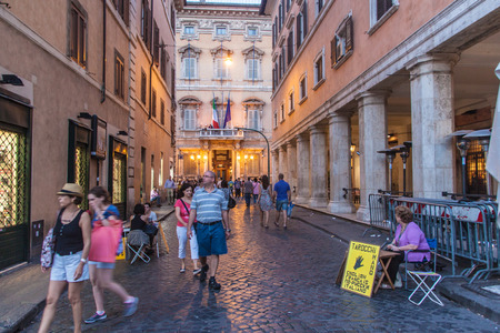 ROME - JUNE 24: Street next to Piazza Navona on June 24, 2014 in Rome. Piazza Navona is a city square in Rome, Italy.のeditorial素材