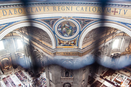 Interior of St. Peter's Basilica in Vatican. St. Peter's Basilica is one of the main tourist...