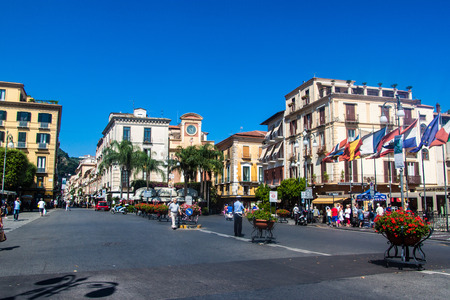 SORRENTO, ITALY - JUNE 29, 2014: People on a street in Sorrento. Sorrento is a small town in Campania, southern Italy.のeditorial素材