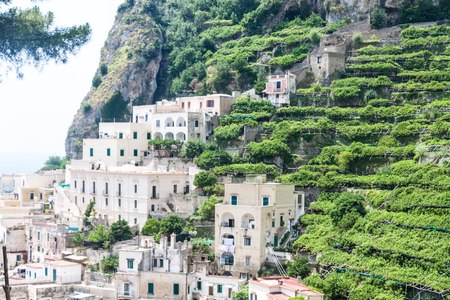 View of a village Atrani at Amalfi coast, Italyの写真素材
