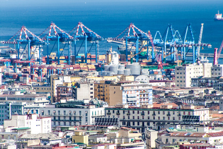 Aerial view of a harbor in Naples, Italyのeditorial素材