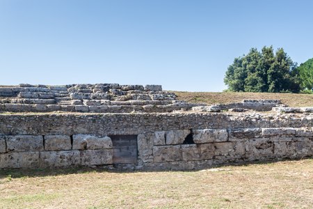 Ruins of ancient greek city Paestum, Italyの写真素材
