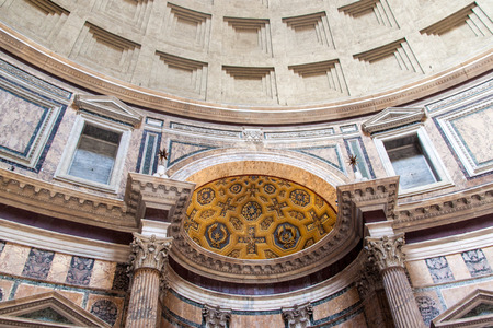 Interior of Pantheon in Rome, Italy. Pantheon is a famous monument of ancient Roman culture, the temple of all the gods, built in the 2nd century.のeditorial素材
