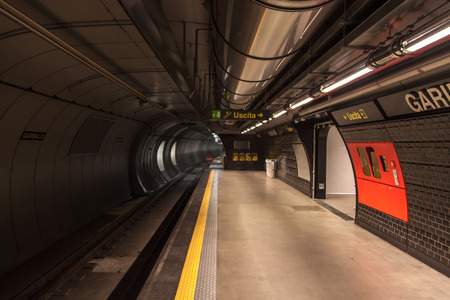 NAPLES, JUNE 26: Modern subway station Garibaldi in Naples, Italy on June 26, 2014. This Station was opened at the end of 2013.のeditorial素材