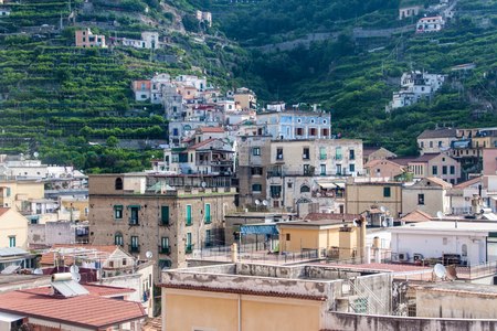 View of a village Minori at Amalfi coast, Italyの写真素材