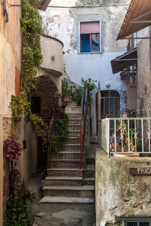 Old narrow street in Agropoli, Italyのeditorial素材