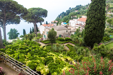 Garden of Villa Rufolo in Ravello village, Amalfi coast, Italyの写真素材