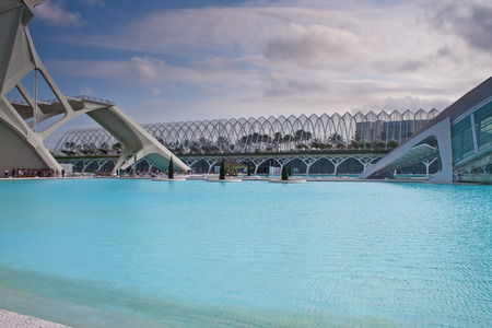 VALENCIA, SPAIN - JULY 23: City of Arts and Sciences in Valencia on July 23, 2010 in Valencia, Spain. Designed by Santiago Calatrava and Felix Candela,のeditorial素材