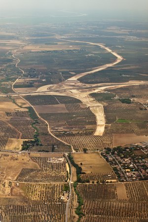 Aerial view of a construction site of a highway in Andalusia, Spainの写真素材