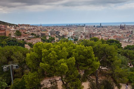 Aerial view of Barcelona, Spainの写真素材