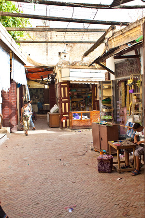 MEKNES, MOROCCO - JULY 28: People on a street market on July 28, 2010 in Meknes, Morocco. Meknes is a 1000 years old imperial city in Morocco.のeditorial素材