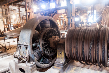 FRAY BENTOS, URUGUAY - FEB 18, 2015: Interior of a former meat factory, now Museum of Industrial Revolution.のeditorial素材