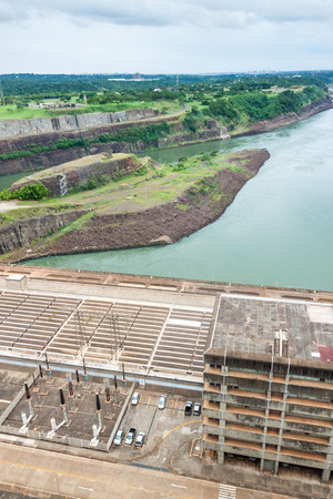 Detail of Itaipu dam on river Parana on the border of Brazil and Paraguayのeditorial素材