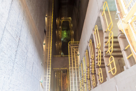Interior of a structure of Itaipu dam on river Parana on the border of Brazil and Paraguayのeditorial素材