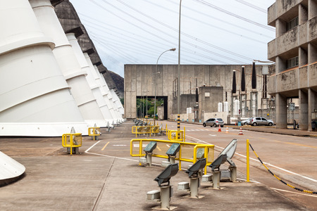 Giant penstocks of Itaipu dam on river Parana on the border of Brazil and Paraguayのeditorial素材