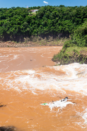 River under Iguacu (Iguazu) falls on a border of Brazil and Argentinaのeditorial素材
