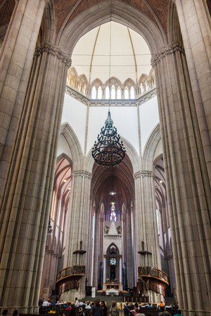 SAO PAULO, BRAZIL - FEBRUARY 3, 2015: Interior of Catedral da Se cathedral in Sao Paulo, Brazilのeditorial素材