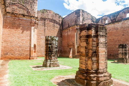 Jesuit mission ruins in Jesus de Tavarangue, Paraguayの写真素材