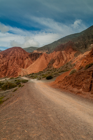 Colorful rock formations near Purmamarca village (Quebrada de Humahuaca valley), Argentinaの写真素材