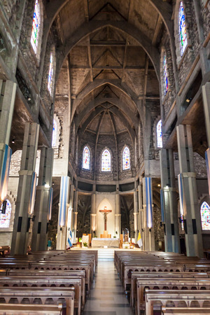 SAN CARLOS DE BARILOCHE, ARGENTINA - MARCH 18, 2015: Interior of cathedral in Bariloche, Argentinaのeditorial素材