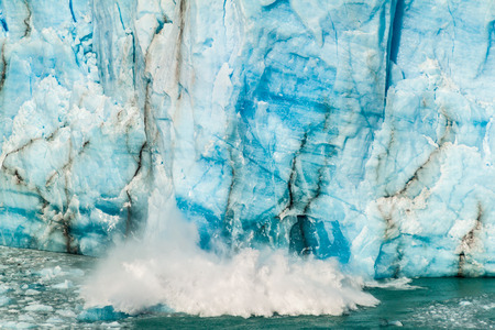 Icebergs falling off Perito Moreno glacier in Patagonia, Argentinaの写真素材
