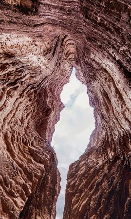 Rock formation called Amfitheatre in Quebrada de Cafayate valley, Argentinaの写真素材
