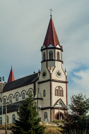 Iglesia del Sagrado Corazon church in Puerto Varas, Chileの写真素材