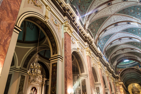 SALTA, ARGENTINA - APRIL 9, 2015: Interior of Cathedral Basilica and Sanctuary of the Lord and the Virgin of the Miracle in Salta, Argentina.のeditorial素材