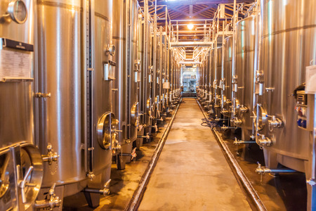 CHACRAS DE CORIA, ARGENTINA - AUG 1, 2015: Wine production in winery Altavista in Chacras de Coria...