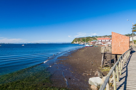 Boats in Achao village, Quinchao island, Chileのeditorial素材