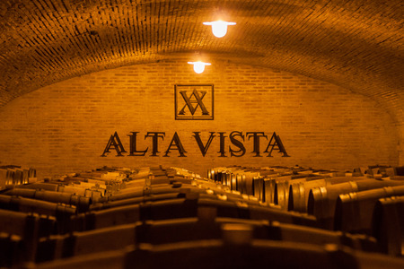CHACRAS DE CORIA, ARGENTINA - AUG 1, 2015: Wine cellar of winery Altavista in Chacras de Coria...