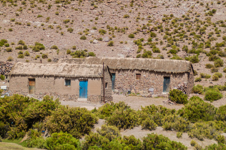 Adobe houses in the wilderness of bolivian Altiplanoの写真素材
