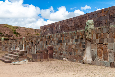 Ruins of Tiwanaku, Bolivia. Tiwanaku is an ancient city near the Lake Titicacaの写真素材