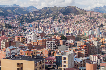 Aerial view of La Paz, Boliviaの写真素材