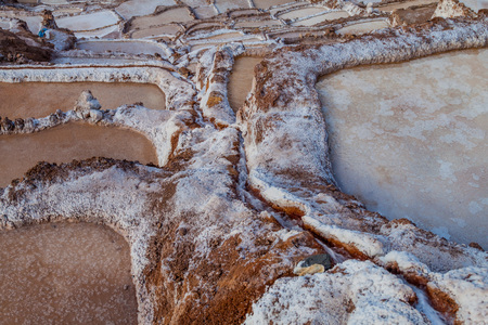 Salt extraction pans (Salinas) in Sacred Valley of Incas, Peruの写真素材