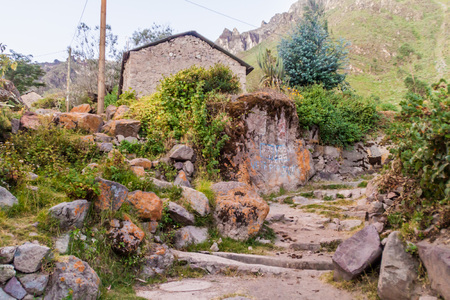 Tapay village in mountains over Colca canyon, Peruの写真素材