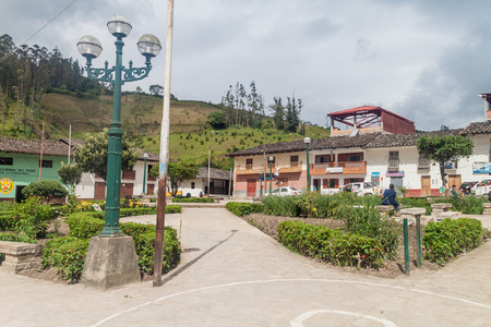 LEYMEBAMBA, PERU - JUNE 9, 2015: Town square of a village Leymebamba, northern Peru.のeditorial素材