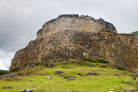 Kuelap, ruined citadel city of Chachapoyas cloud forest culture in mountains of northern Peru.の写真素材