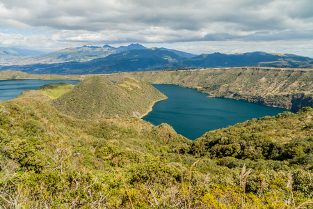 Volcanic lake Laguna Cuicocha in Ecuadorの写真素材