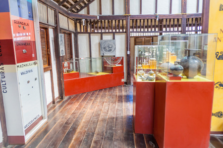 AGUA BLANCA, JULY 3, 2015: Archaeological museum in Agua Blanca village in Machalilla National Park, Ecuadorのeditorial素材