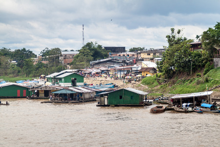TABATINGA, BRAZIL - JUNE 22, 2015: View of a port in Tabatinga town, Brazil.のeditorial素材