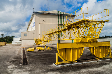 KOUROU, FRENCH GUIANA - AUGUST 4, 2015: Horizontal assembly and processing facility at Soyuz Launch...